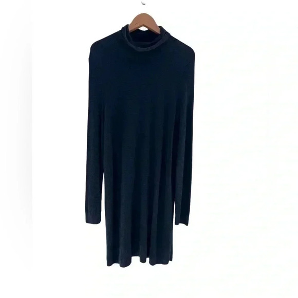 Eileen Fisher Navy Blue Long Sleeve Rayon Blend Turtleneck Dress. Size XL - Picture 1 of 6